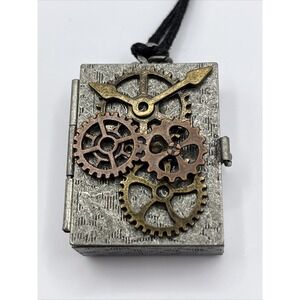 Steampunk‎ Pendant Necklace Mechanical Gears Locket Opens